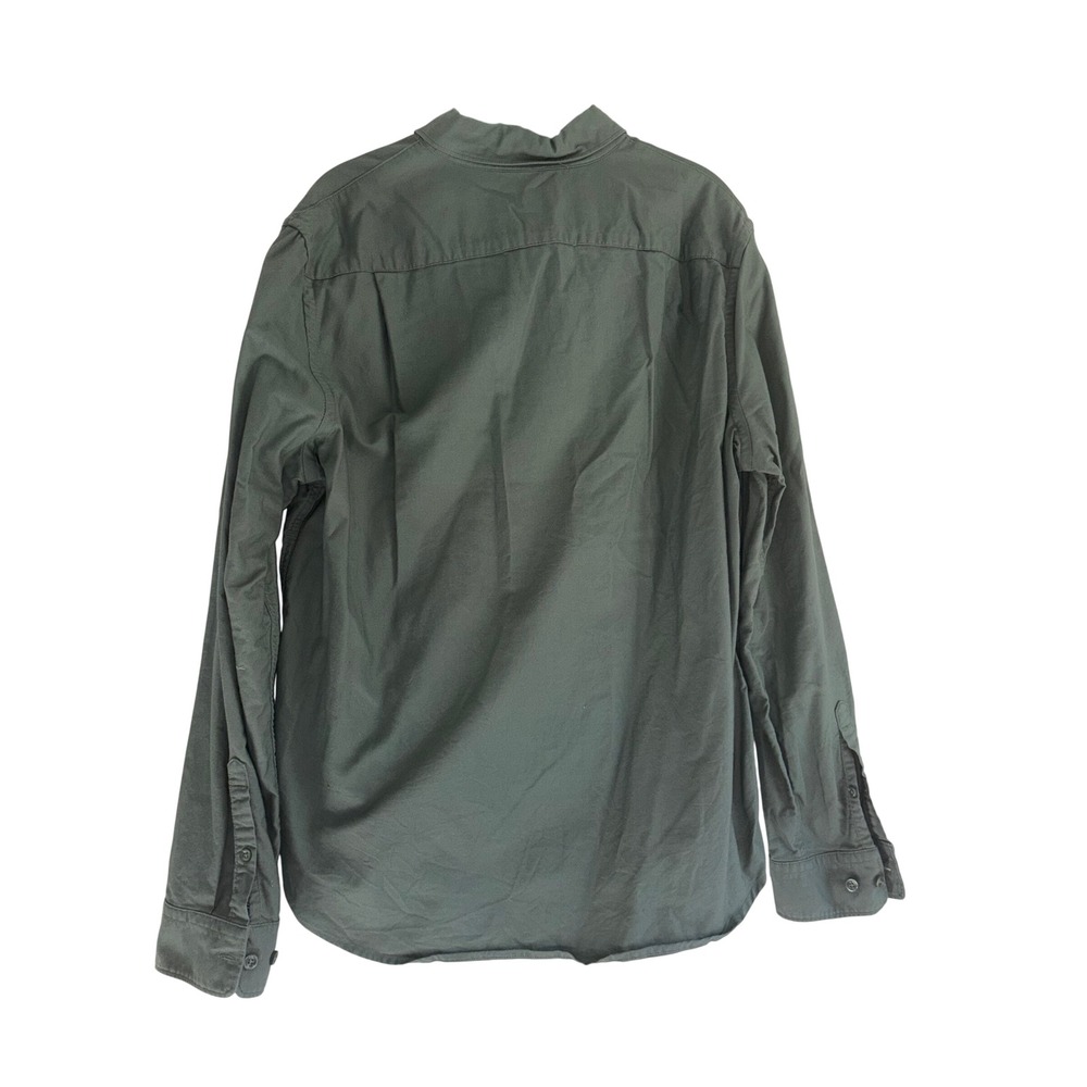 Express Mens Long Sleeve Button Down Shirt Sage Green Olive Cotton Twill Medium - Picture 4 of 4